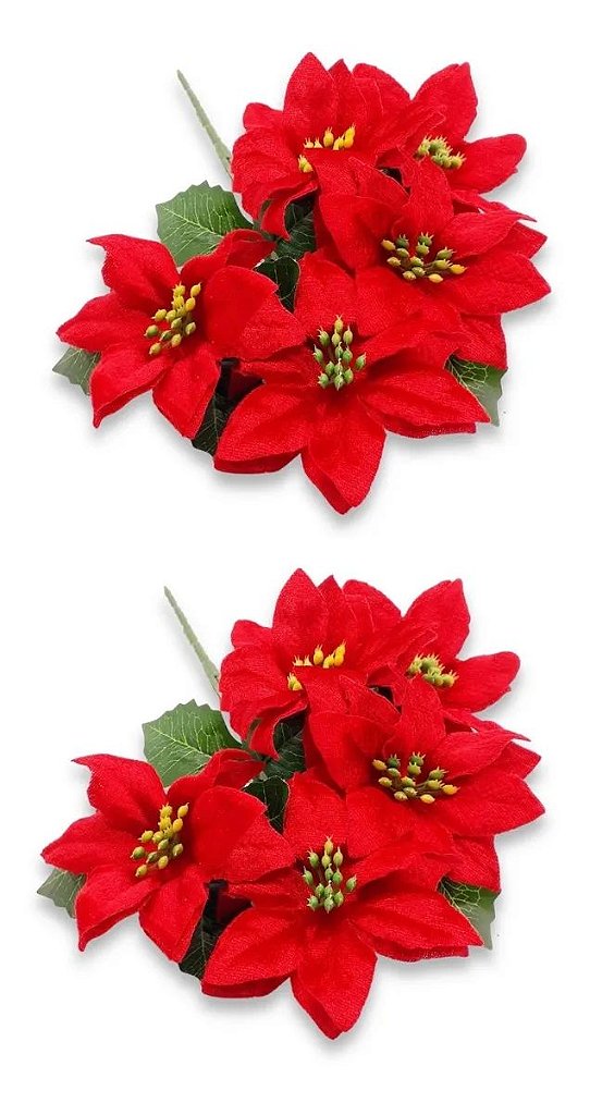 Jogo 3 Buquê Natal Bico de Papagaio Lamê Vermelho 7 Flores 32cm - Yangzi -  Outros Decoração - Magazine Luiza