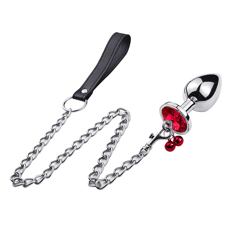 Plug Anal em aço com pedra sino e corrente G | BDSM Luxury