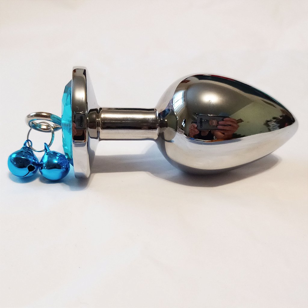 Plug Anal em aço com pedra sino e corrente G | BDSM Luxury