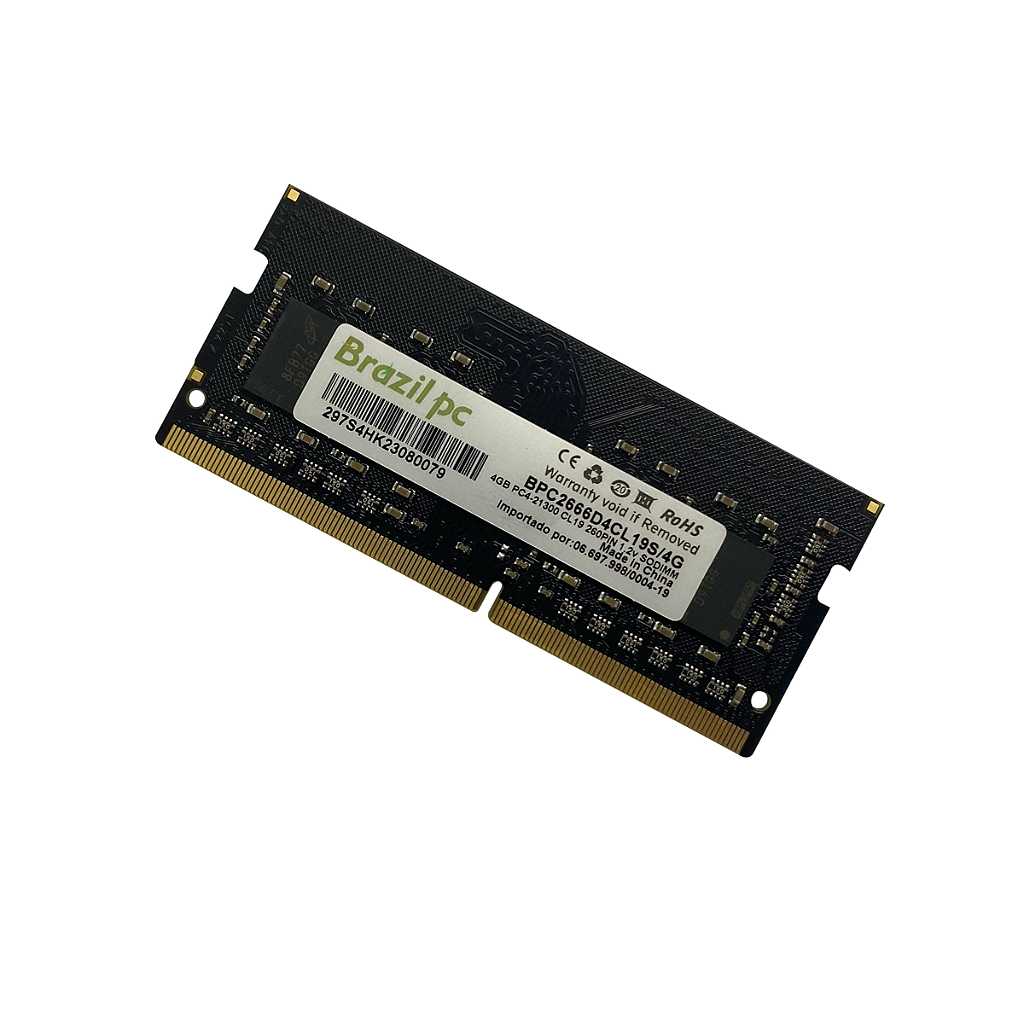 MEMORIA NOTEBOOK 4GB DDR4 2666 BRAZILPC BPC2666D4CL19S/4G - Brazil PC