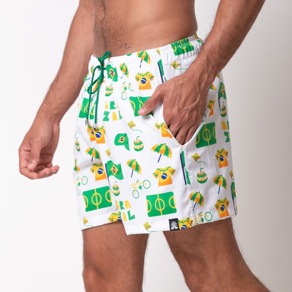 Shorts Tactel Torcida Brasil  Santo Luxo Man - Qualidade