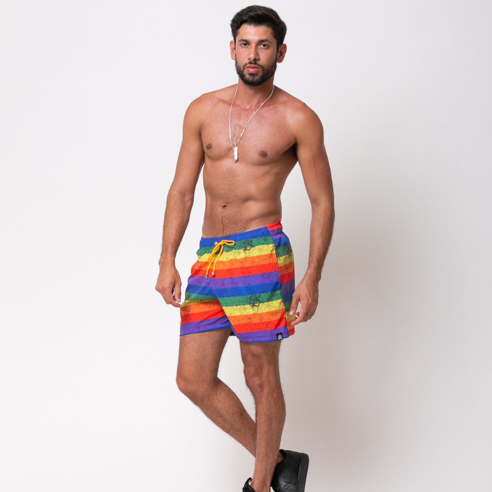 Shorts Tactel Pride Flag, Santo Luxo - Qualidade Exclusiva - Santo Luxo