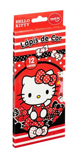 Lápis de Cor Hello Kitty 12 Cores Infantil Molin Escolar