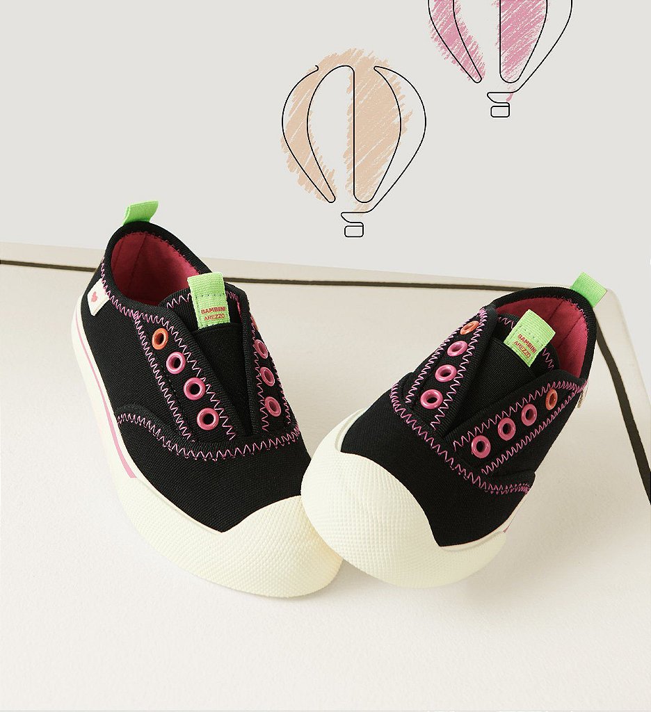 Arezzo - Tênis Slip On Preto Lona Bambini - Seu Sapato
