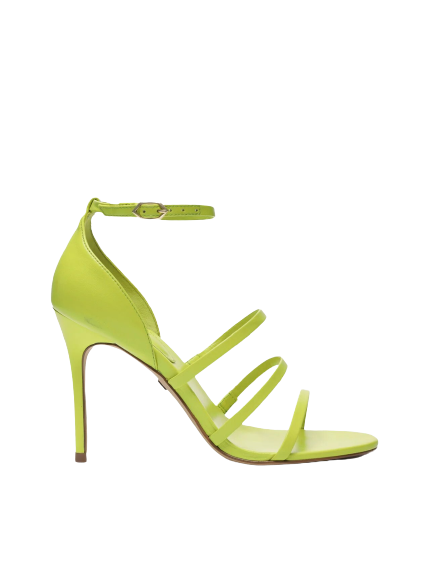 Arezzo Sandália Verde Couro Salto Alto Fino Tiras Seu Sapato