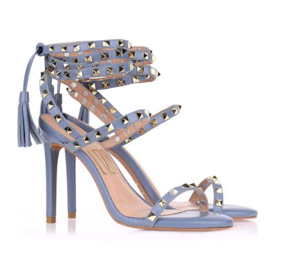 Uza Shoes- Sandália Salto Alto Tasse Azul - Seu Sapato