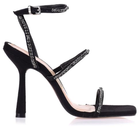 Uza Shoes- Sandália Salto Alto Camurça Preta - Seu Sapato