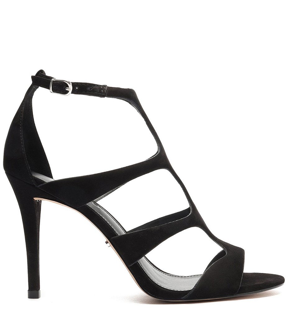 Arezzo - Sandália Preta Nobuck Salto Alto - Seu Sapato