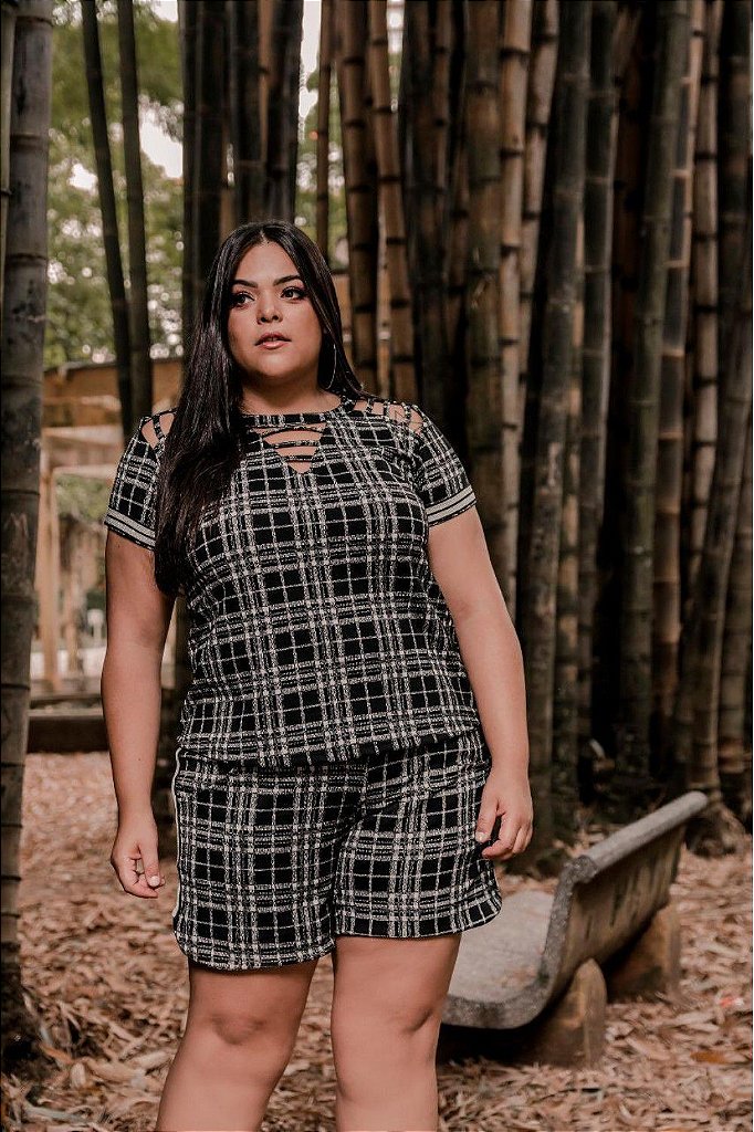 roupa xadrez plus size