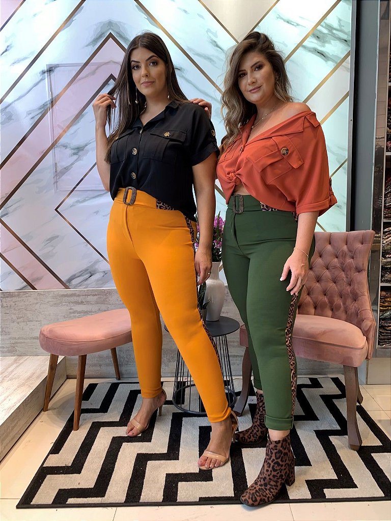 calça plus size verde militar