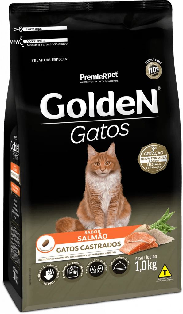 Ração GoldeN Gatos Castrados Sabor Salmão - Ração Programada | Sua