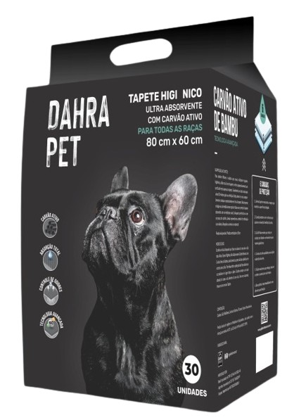Tapete Higiênico Dahra Pet Carvão Ativado 80x60cm - 30 un - Ração