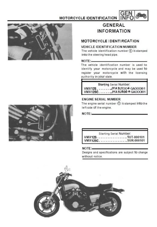 Manual De Serviço Yamaha Vmax 1200 1984 A 1995 - Mecanicando