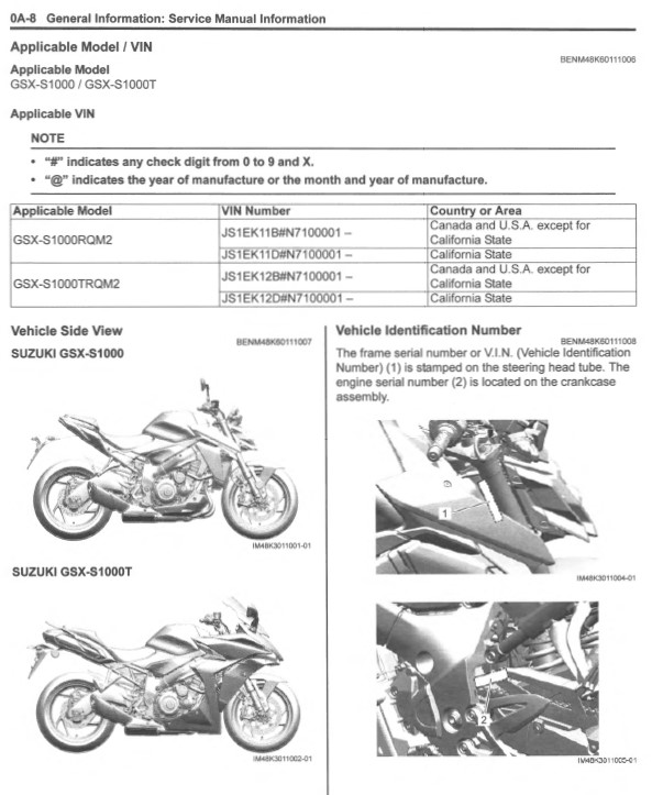 SUZUKI GSX-S1000/T サービスマニュアル スズキ（SUZUKI） GSX-S1000/F サービスマニュアル 99600-39412
