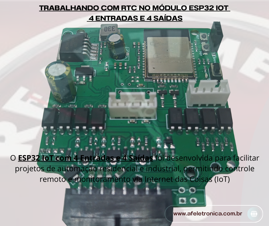 Trabalhando com RTC no ESP32 com 4 entradas e 4 saídas