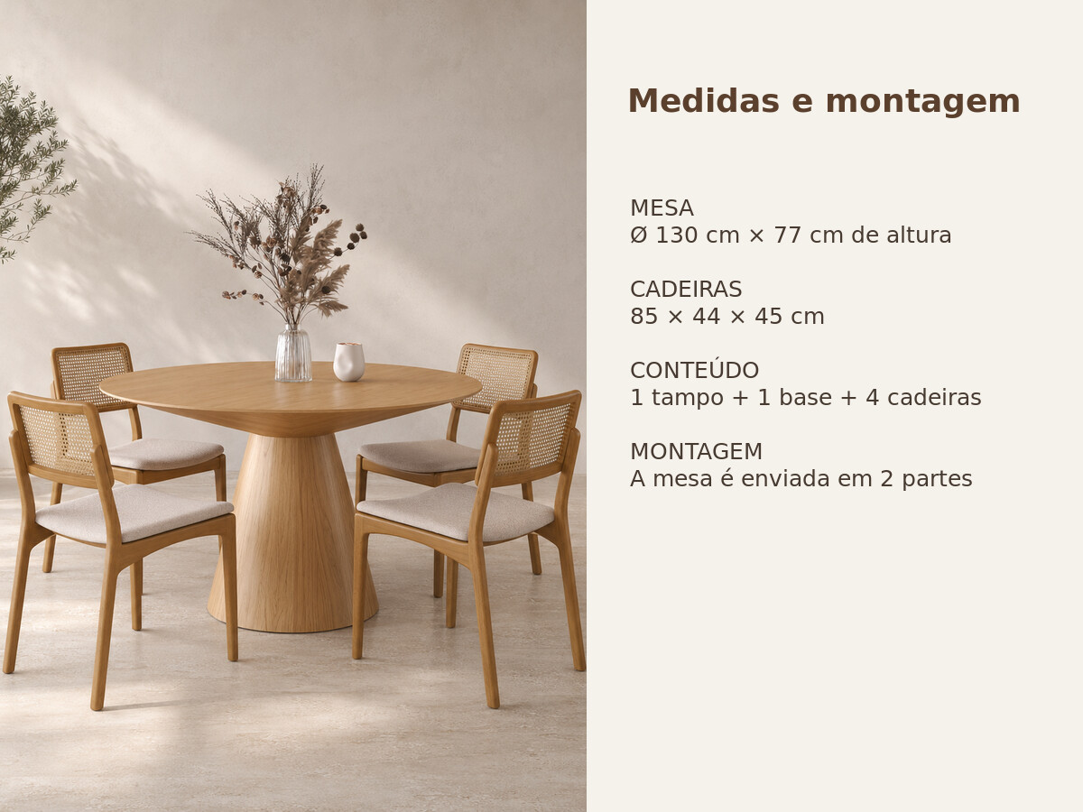 Medidas e informações de montagem do Conjunto Mesa Capri