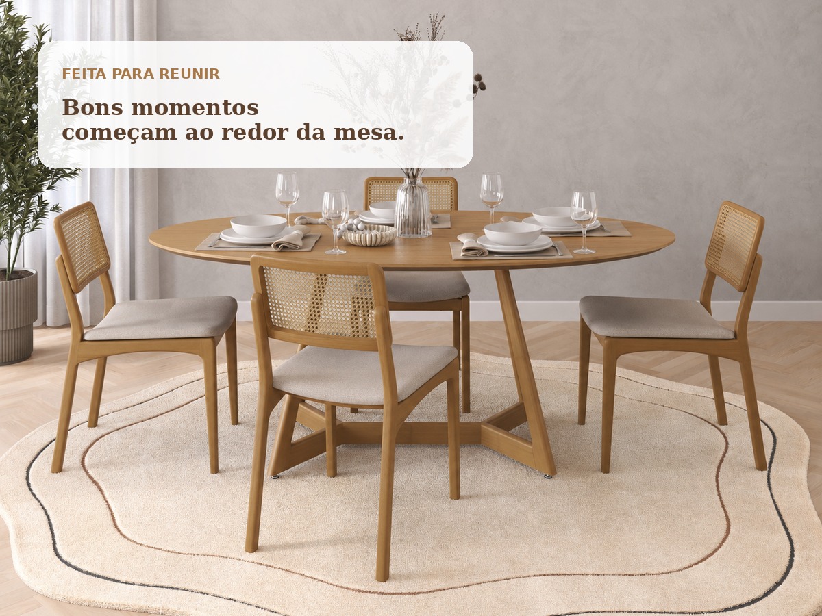 Conjunto Mesa Orion preparado para receber quatro pessoas